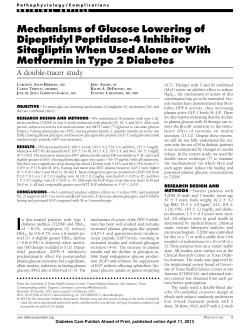 Mechanisms of Glucose Lowering of Dipeptidyl