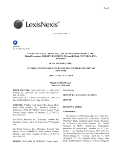 Settlement in Fendi Trademark Suit