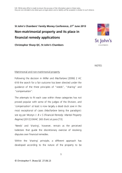 Non-matrimonial property and its place in financial remedy