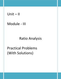 Unit – II Module - III Ratio Analysis Practical Problems (With Solutions)