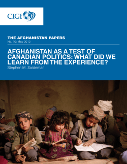 AFGHANISTAN AS A TEST OF CANADIAN POLITICS: WHAT DID
