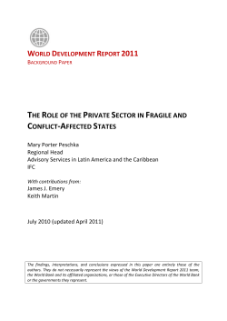 The Role of the Private Sector in Fragile and Conflict