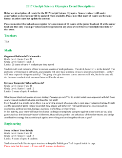 2017 Guelph Science Olympics Event Descriptions Teachers Math