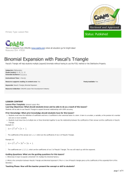 Binomial Expansion with Pascal`s Triangle