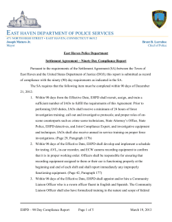 DOJ Settlement Agreement 90 Day Compliance Report