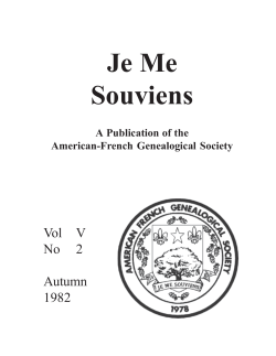 Je Me Souviens - American-French Genealogical Society