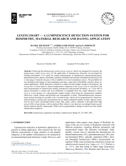 LEXSYG SMART &mdash; A LUMINESCENCE DETECTION SYSTEM FOR