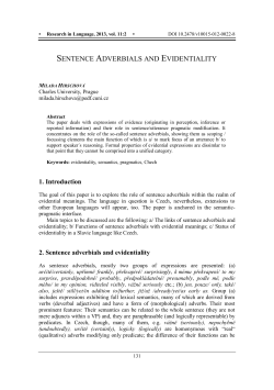 SENTENCE ADVERBIALS AND EVIDENTIALITY