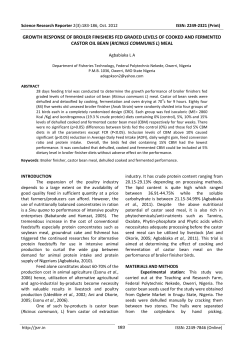 growth response of broiler finishers fed graded levels of cooked and