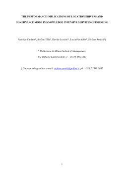 1 THE PERFORMANCE IMPLICATIONS OF LOCATION DRIVERS