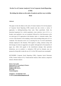On the use of Content Analysis (CA) in Corporate Social
