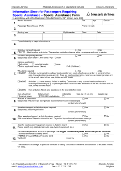 Information Sheet for Passengers Requiring Special Assistance