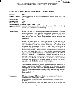 Halon Redistribution/Recovery/Recycling/Reclaiming