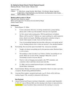 Pastor Report- Fr. Mike: Census and picture directory occurring