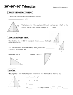 katesmathlessons.com A 45-45-90 triangle can be formed by cutting