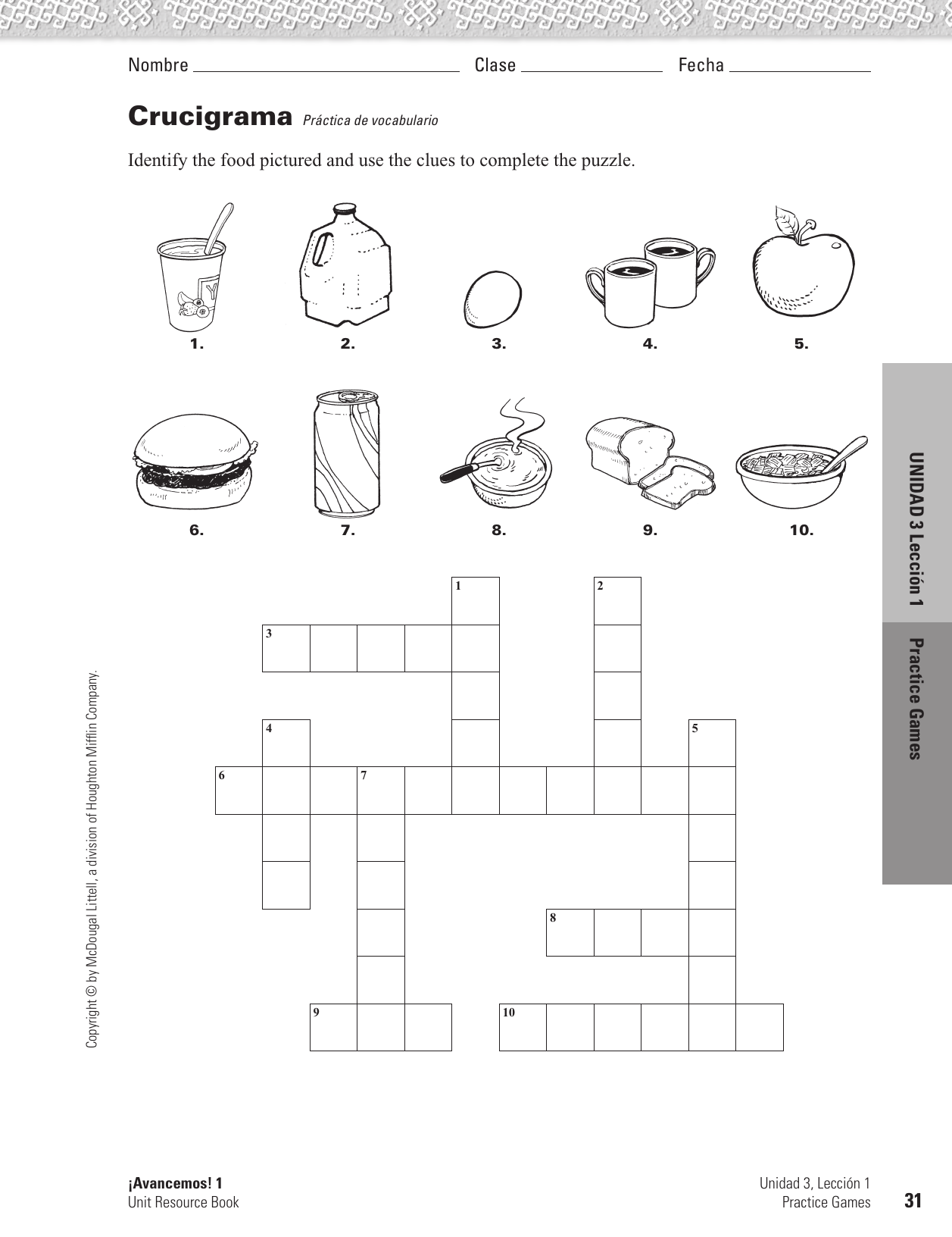 Unidad 4 Leccion 1 Vocabulario B Answer Key : Avancemos 3 Unidad 4 ...