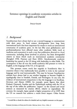 Sentence openings in academic economics articles in English and