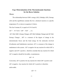 Exp.3 Determination of the Thermodynamic functions for the Borax