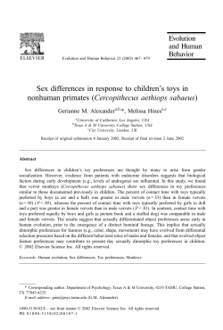 Sex differences in response to children`s toys in nonhuman primates