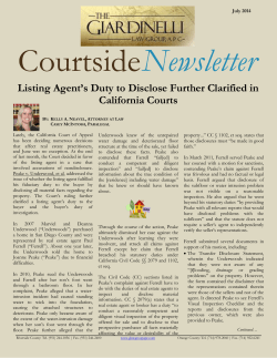 Listing Agent`s Duty to Disclose Further Clarified in California Courts