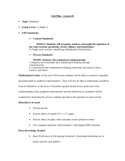 Unit Plan &ndash; Lesson #2 &bull; Topic: Parabolas &bull; Grade Level: 11 (Math 3