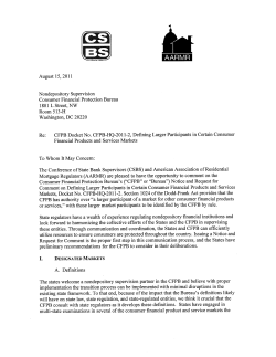 Nondepository Supervision Consumer Financial Protection Bureau