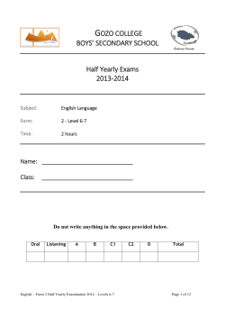 GOZO COLLEGE BOYS` SECONDARY SCHOOL Half Yearly Exams