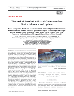 Thermal niche of Atlantic cod Gadus morhua: limits, tolerance and
