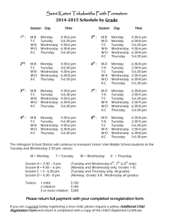 The various grades will be held at the following times: