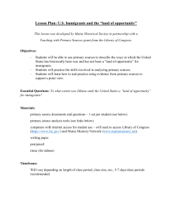 Lesson Plan: U.S. Immigrants and the &ldquo;land of opportunity&rdquo;