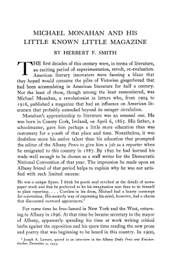 MICHAEL MONAHAN AND HIS LITTLE KNOWN LITTLE MAGAZINE
