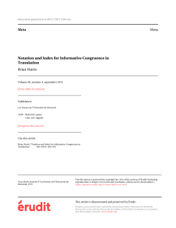 Notation and Index for Informative Congruence in Translation