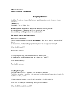 Dangling Modifiers - Khristina Faith Gonzalez: Teaching Portfolio
