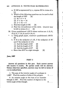 a. If DE is represented by x, express BD in terms of x. Which of the