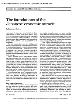 The Foundations of the Japanese `Economic Miracle`