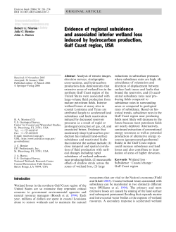 Evidence of regional subsidence and associated interior wetland