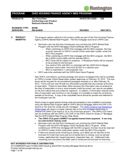 program: ohio housing finance agency mbs