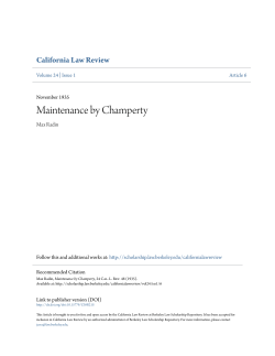 Maintenance by Champerty - Berkeley Law Scholarship Repository
