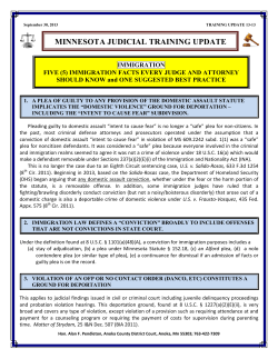 MINNESOTA JUDICIAL TRAINING UPDATE