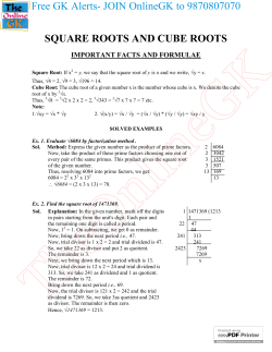 SQUARE ROOTS AND CUBE ROOTS
