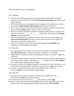 2014-2015 Health SLO Pre-Test ANSWER KEY Unit 1 Questions 1