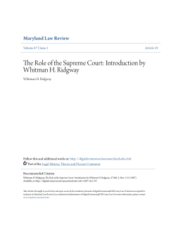 The Role of the Supreme Court: Introduction by Whitman H. Ridgway