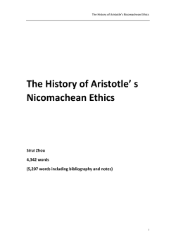 The History of Aristotle` s Nicomachean Ethics
