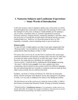 1. Nauseous Subjects and Loathsome Expressions