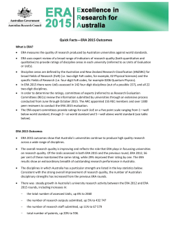 ERA 2015 Quick Facts - Australian Research Council