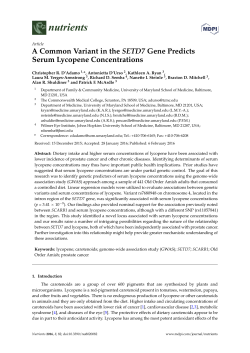 A Common Variant in the SETD7 Gene Predicts Serum Lycopene