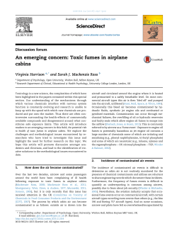 An emerging concern: Toxic fumes in airplane cabins
