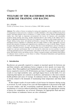 Chapter 8 WELFARE OF THE RACEHORSE DURING EXERCISE