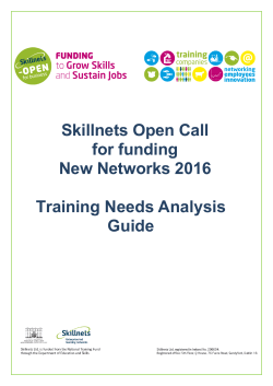 Skillnets Open Call for funding New Networks 2016 Training Needs