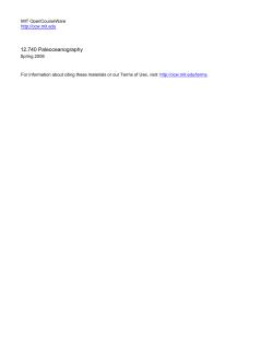 paleoceanography 12 - MIT OpenCourseWare